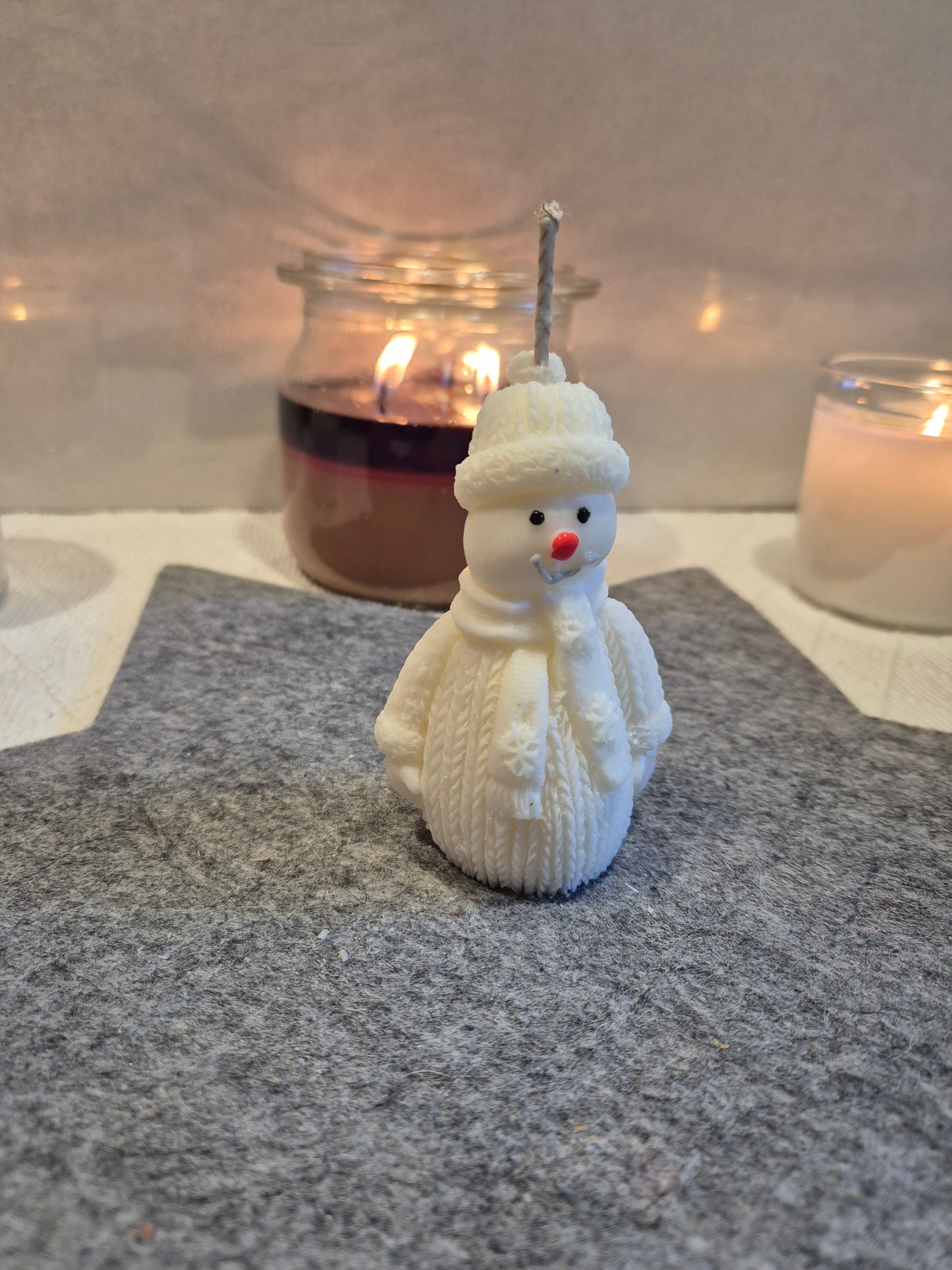 Handgemachte Schneemann Kerze Sojawachs Weihnachten