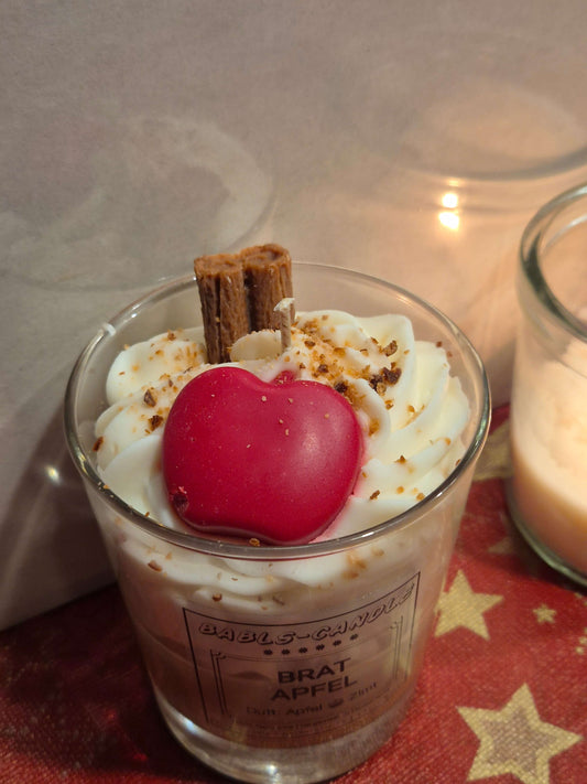 Bratapfel Duftkerze von oben – natürliches Sojawachs