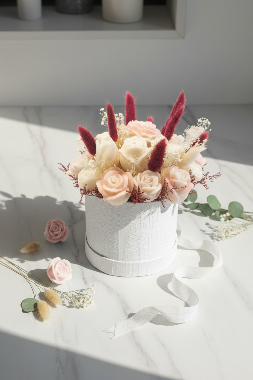 Lifestylebild Blumenstrauß Rosa im Stil der anderen Sträuße