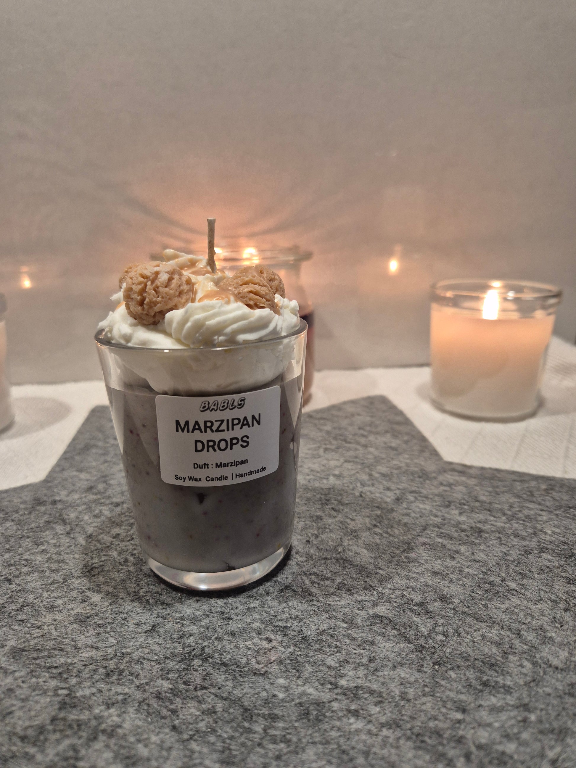 Marzipan Drops Kerze Sojawachs Marzipanduft Weihnachten