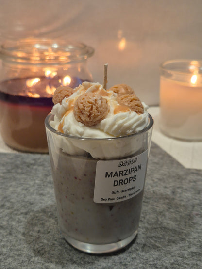 Marzipan Kerze Nahaufnahme beige handgemacht