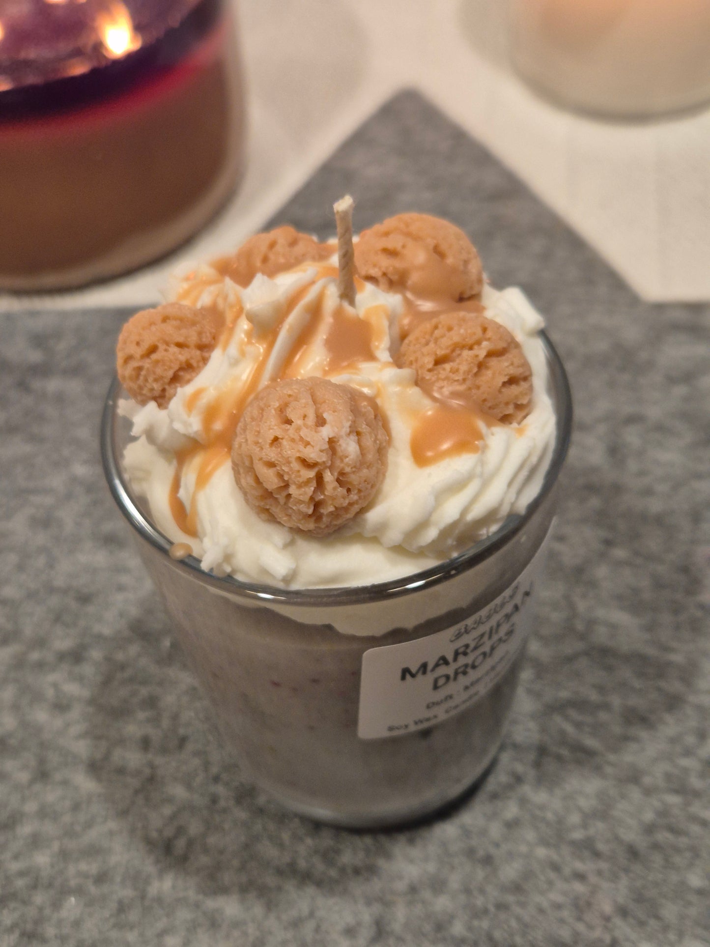 Marzipan Drops Candle Detailansicht Mandelduft