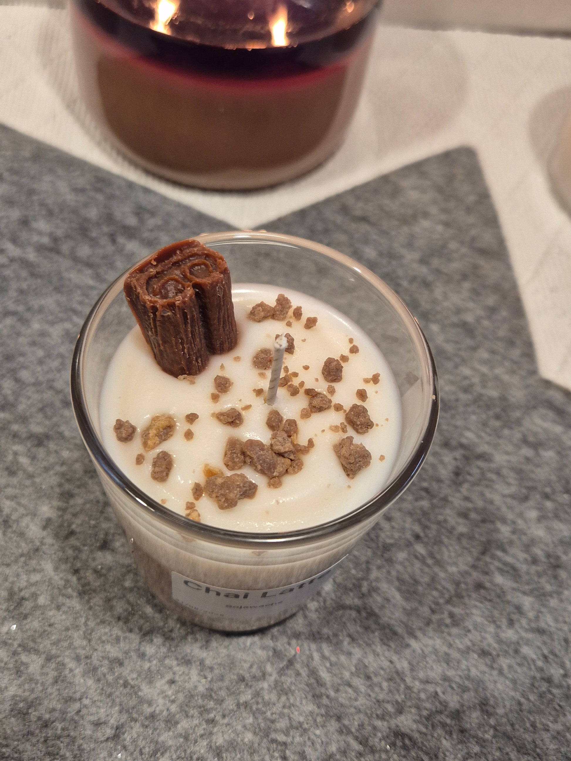 Chai Latte Sojakerze Detailansicht Gewürzduft