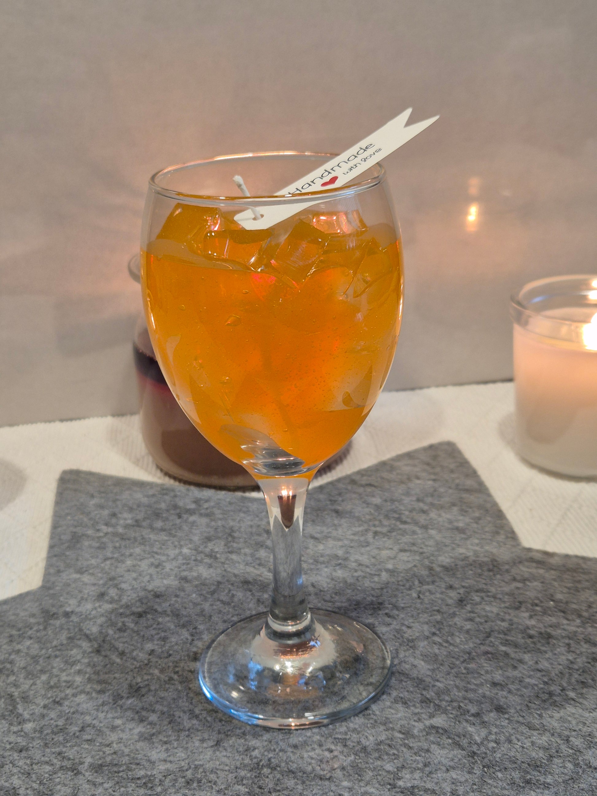 Orange Drink Kerze Draufsicht tropisches Feeling