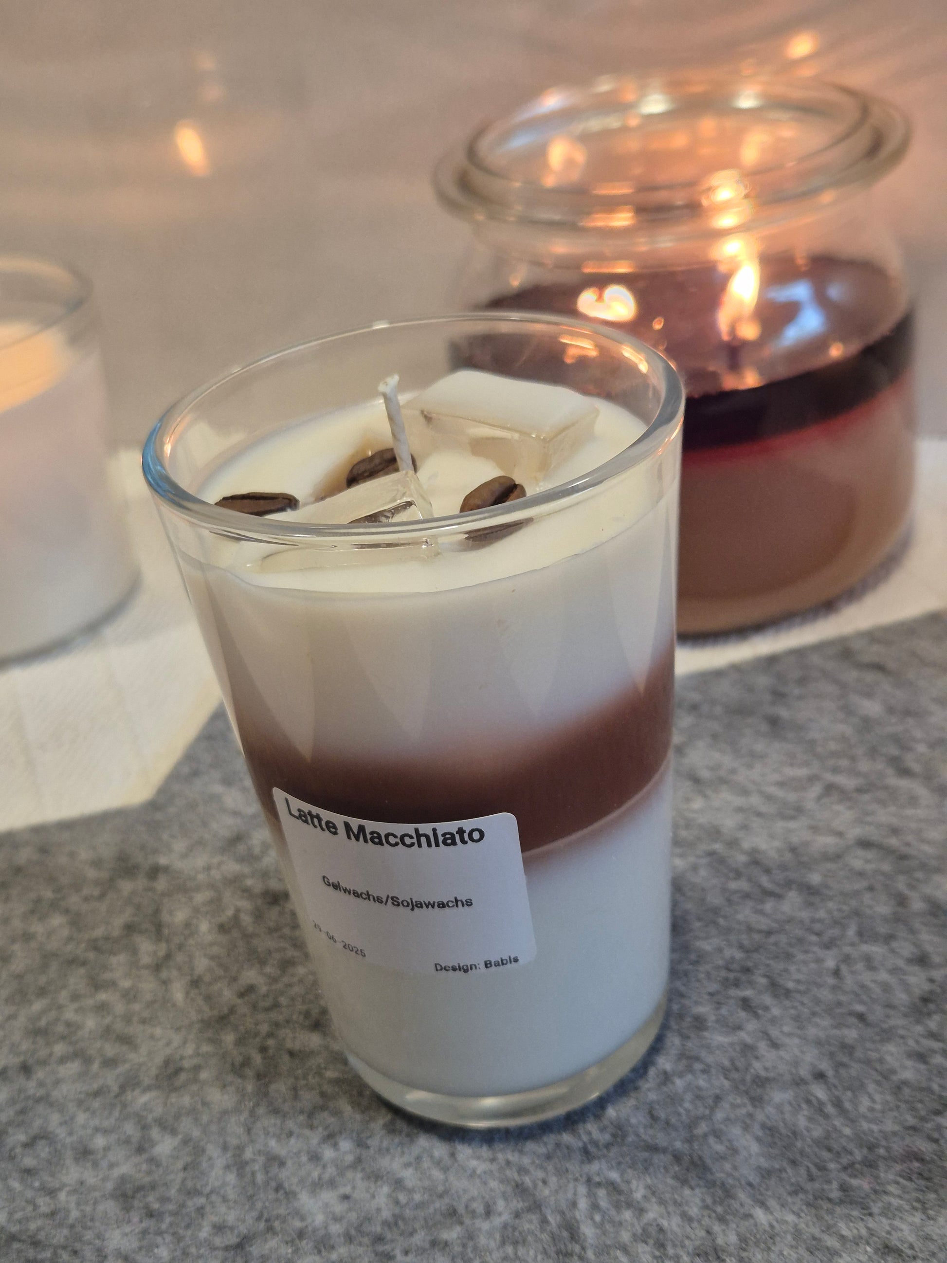 Kaffee Latte Kerze Soy Wax Detailansicht braun beige