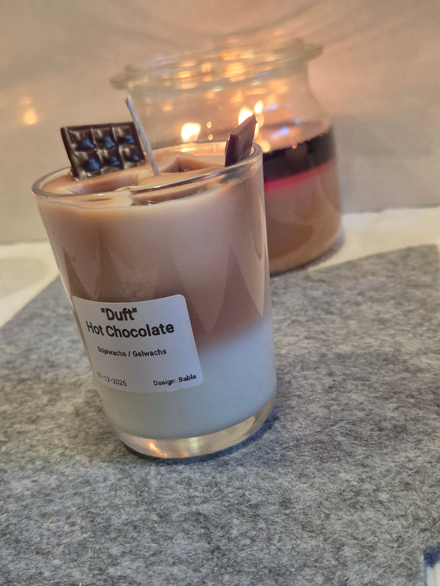 Schokoladen Latte Kerze Nahaufnahme braun handgemacht