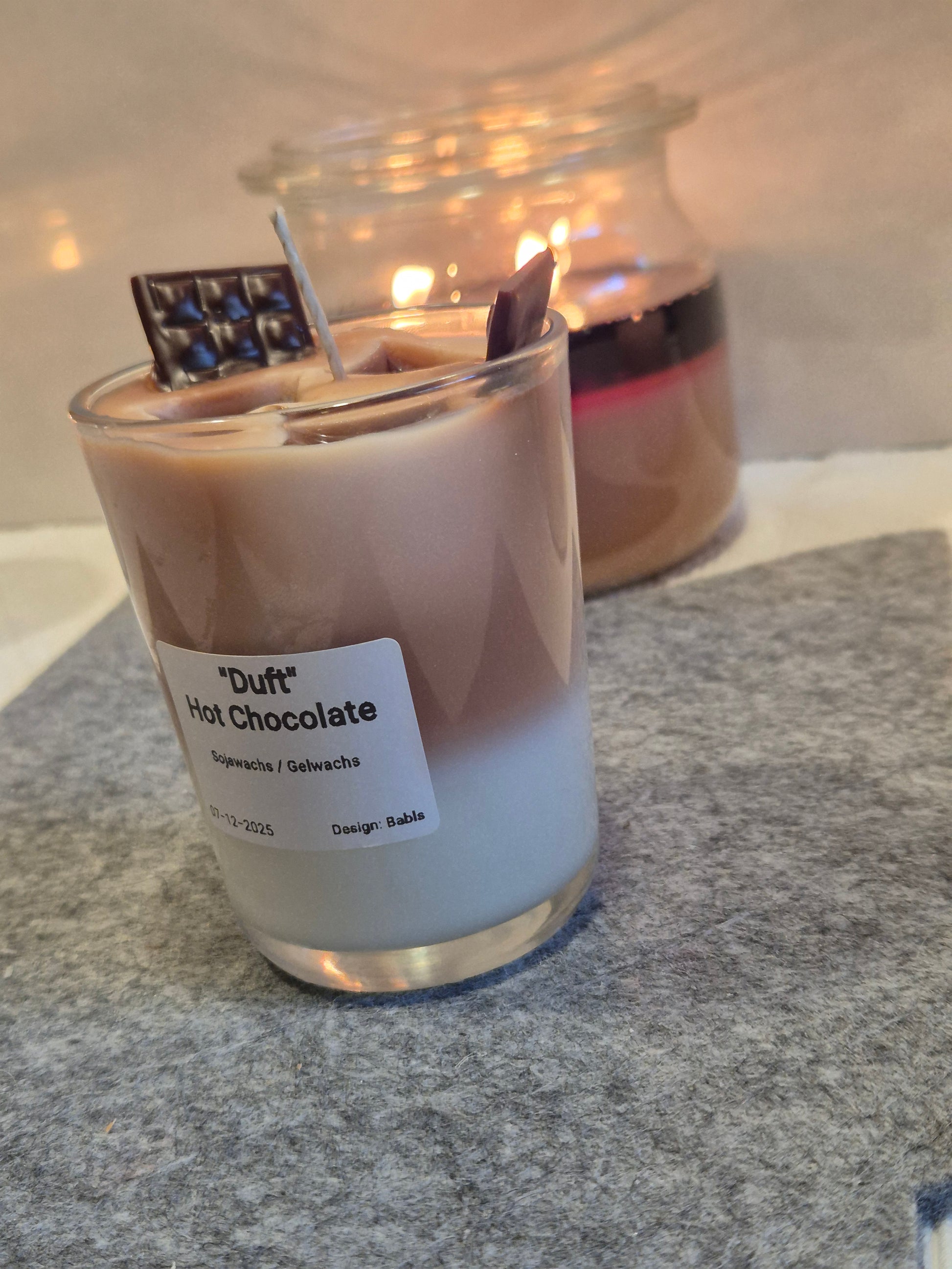 Schokoladen Latte Kerze Nahaufnahme braun handgemacht