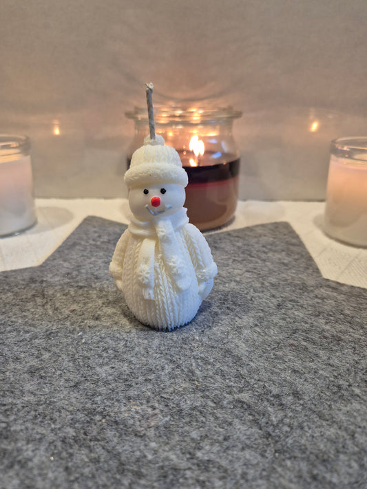 Schneemann Kerze Sojawachs duftfrei handgemacht Winterdeko