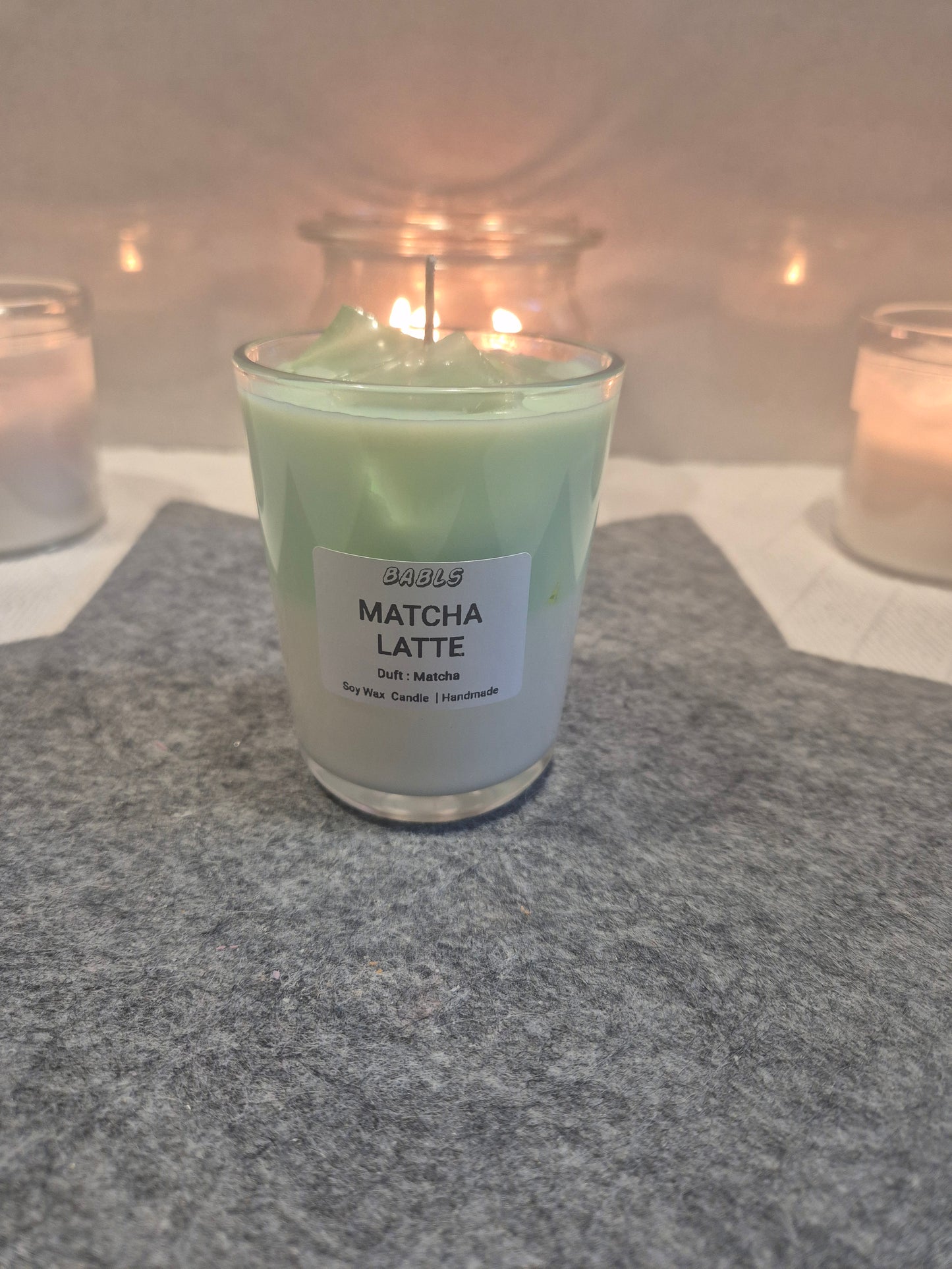 Matcha Iced Latte Kerze Sojawachs grüner Tee Duft