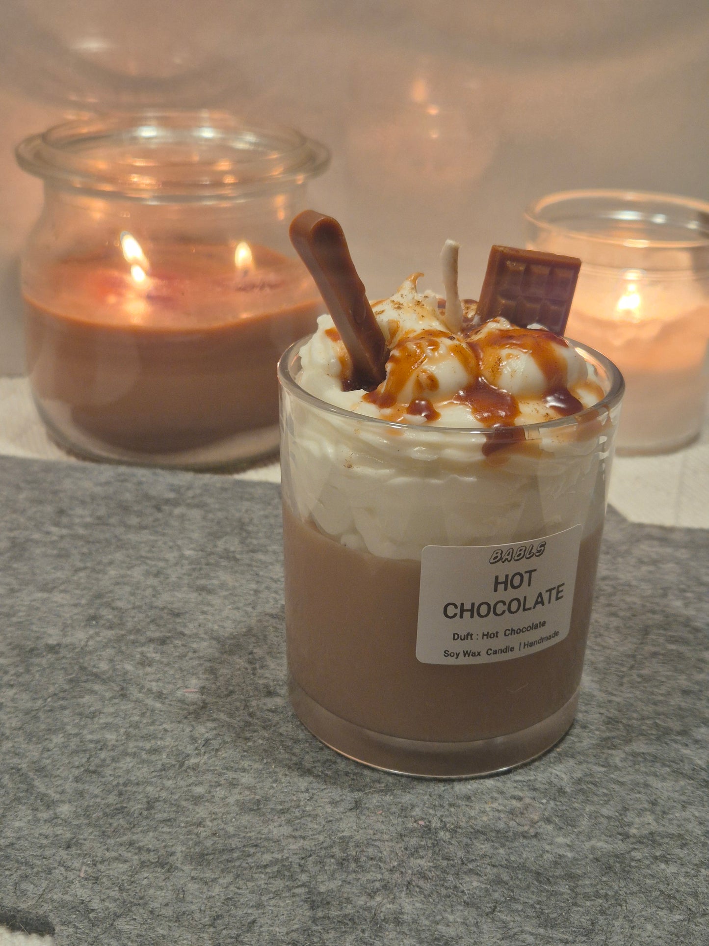 Schokoladenkerze Draufsicht süßer Duft Hygge