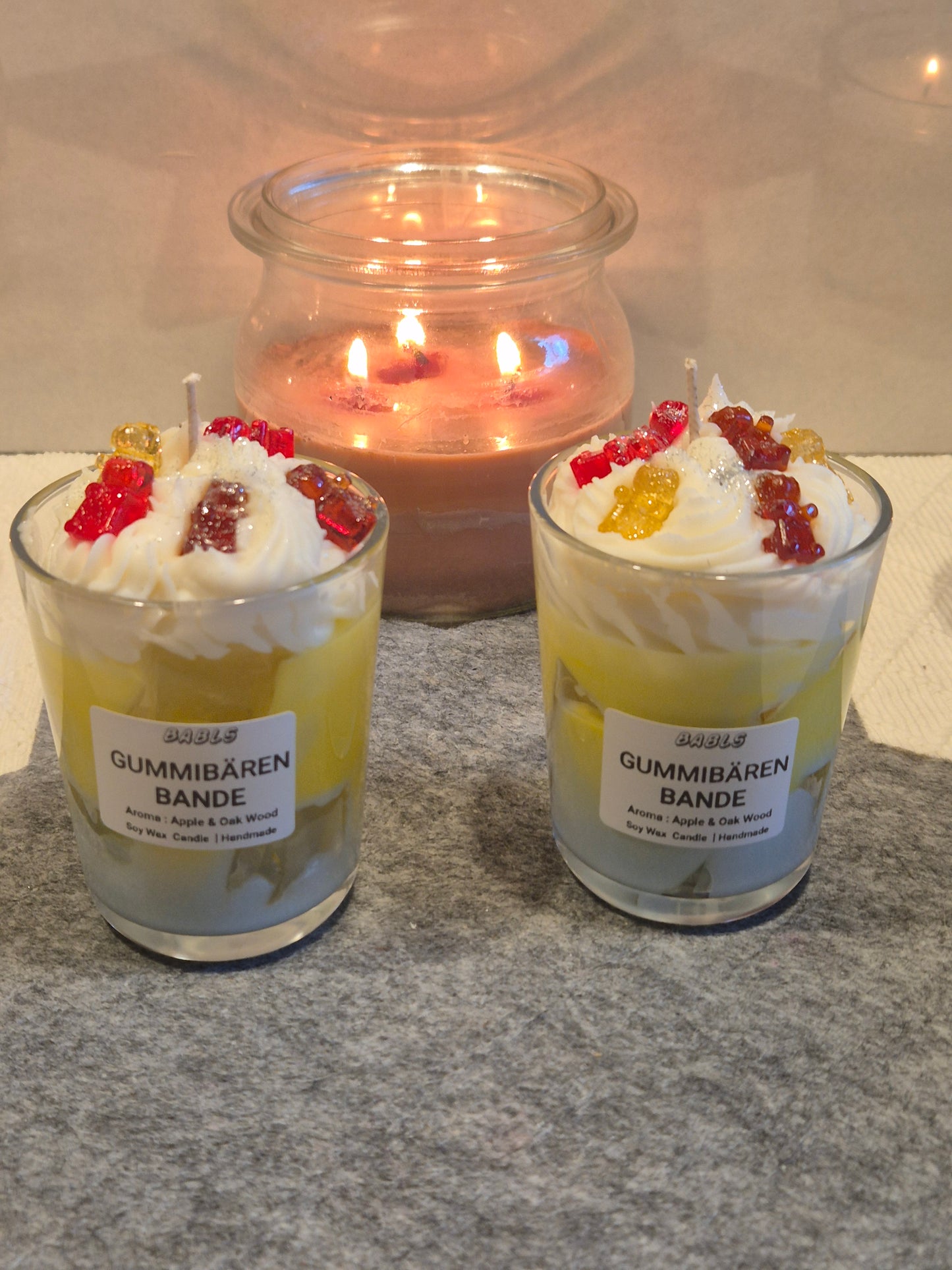 Gummibärchen Kerze Nahaufnahme süß farbenfroh vegan