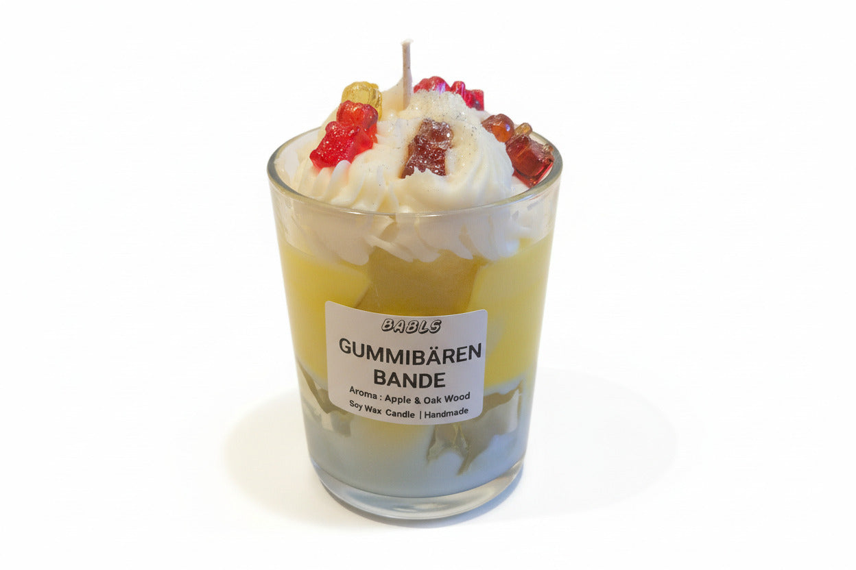 Gummibären Bande Kerze Sojawachs fruchtiger Duft handgemacht bunt