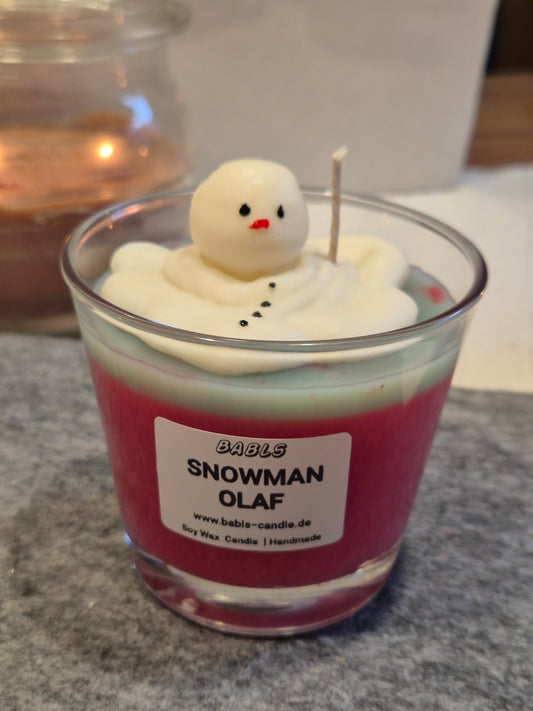 Snowman Olaf Kerze Sojawachs Schneemann handgemacht