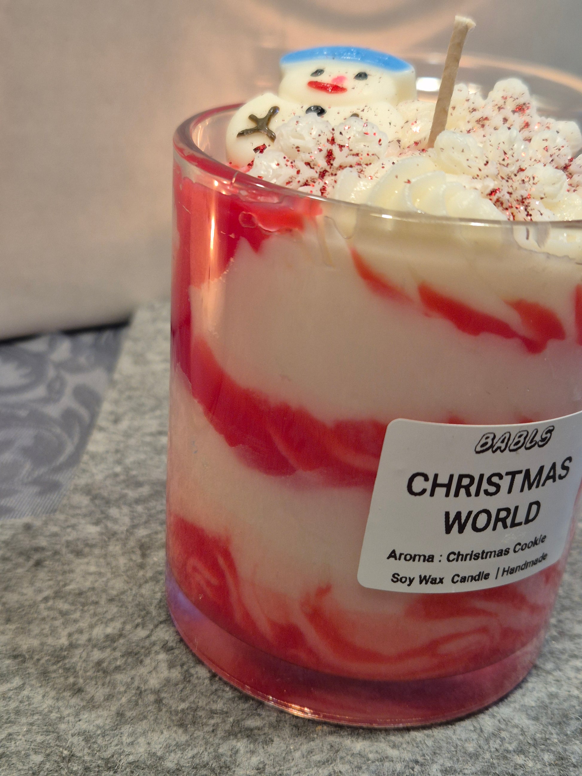 "Handgemachte Christmas World Kerze Seitenansicht Sojawachs"