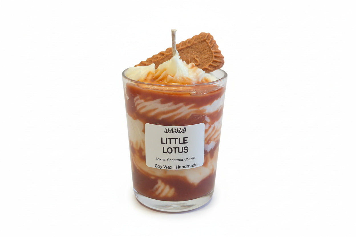 "Little Lotus Kerze Sojawachs kleine Lotusblüte handgemacht"