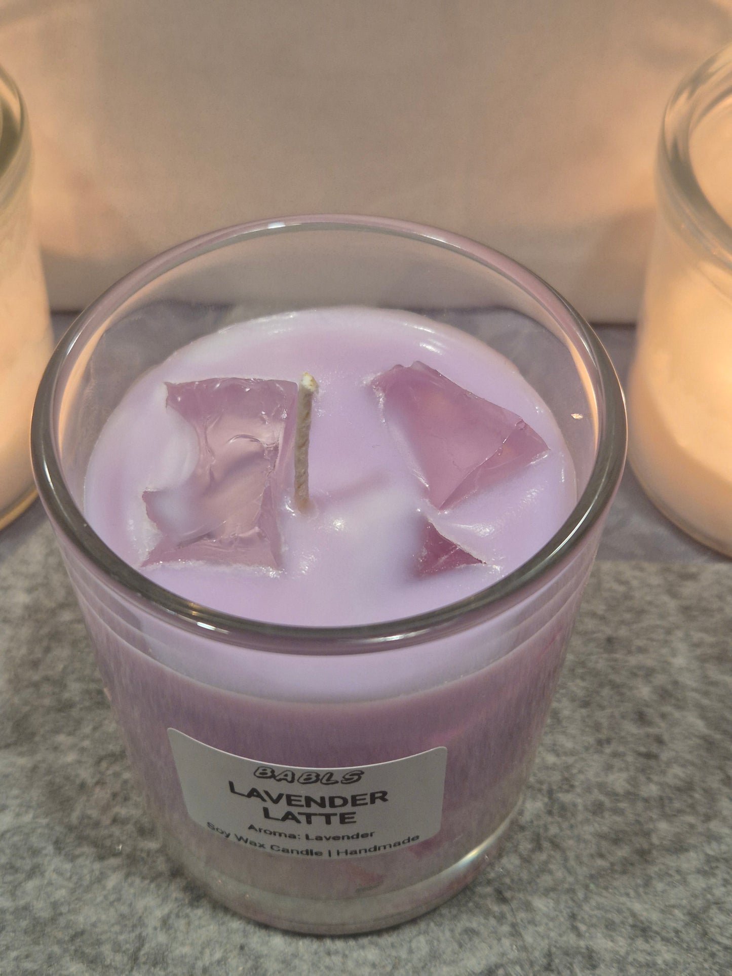 "Handgemachte Lavendel Latte Kerze entspannender Duft"