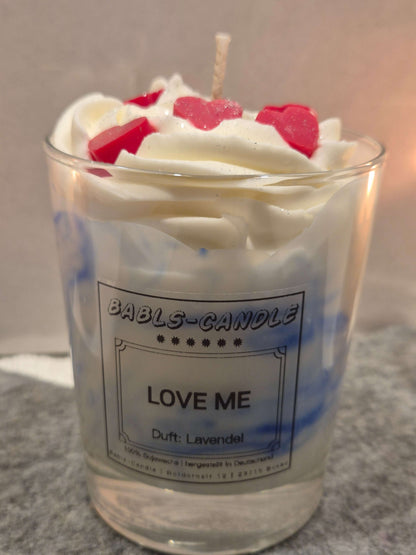 Love Me Lavendel Kerze Sojawachs Entspannung handgemacht