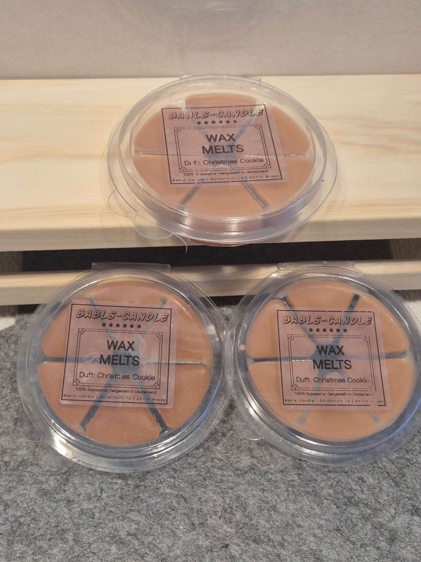 Vegane Sojawachs Wax Melts in braun, Duftrichtung Christmas Cookie