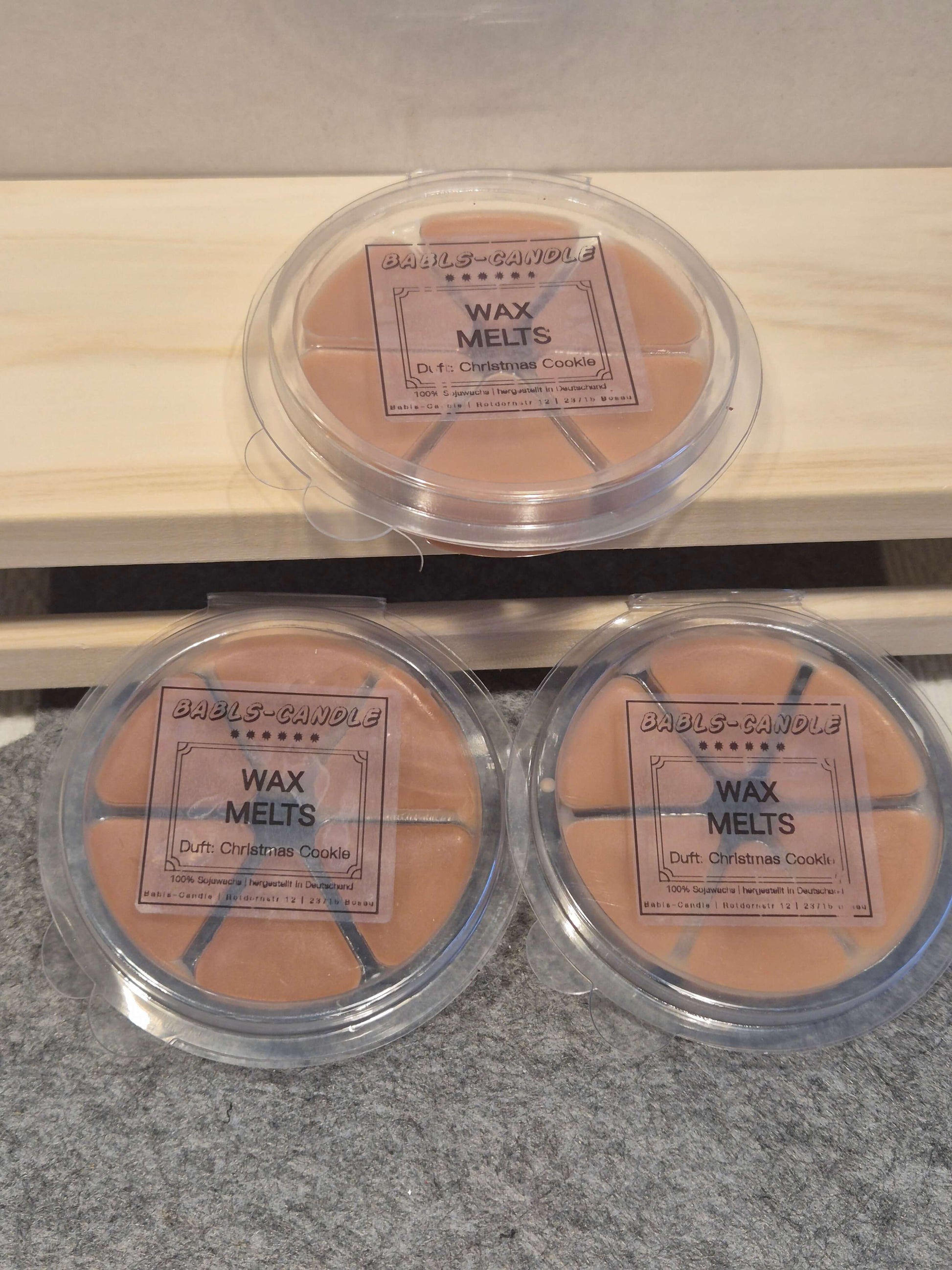 Vegane Sojawachs Wax Melts in braun, Duftrichtung Christmas Cookie