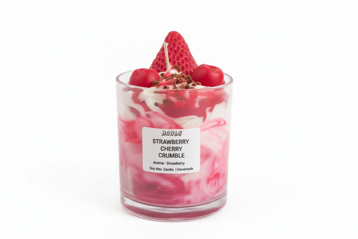 Strawberry Cherry Crumble Kerze Sojawachs - Erdbeer Kirsch Duft