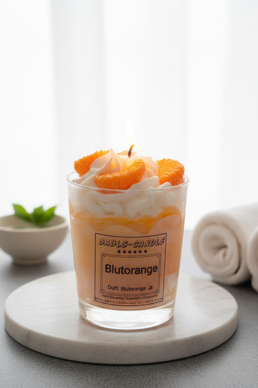 Brennende Blutorange-Kerze