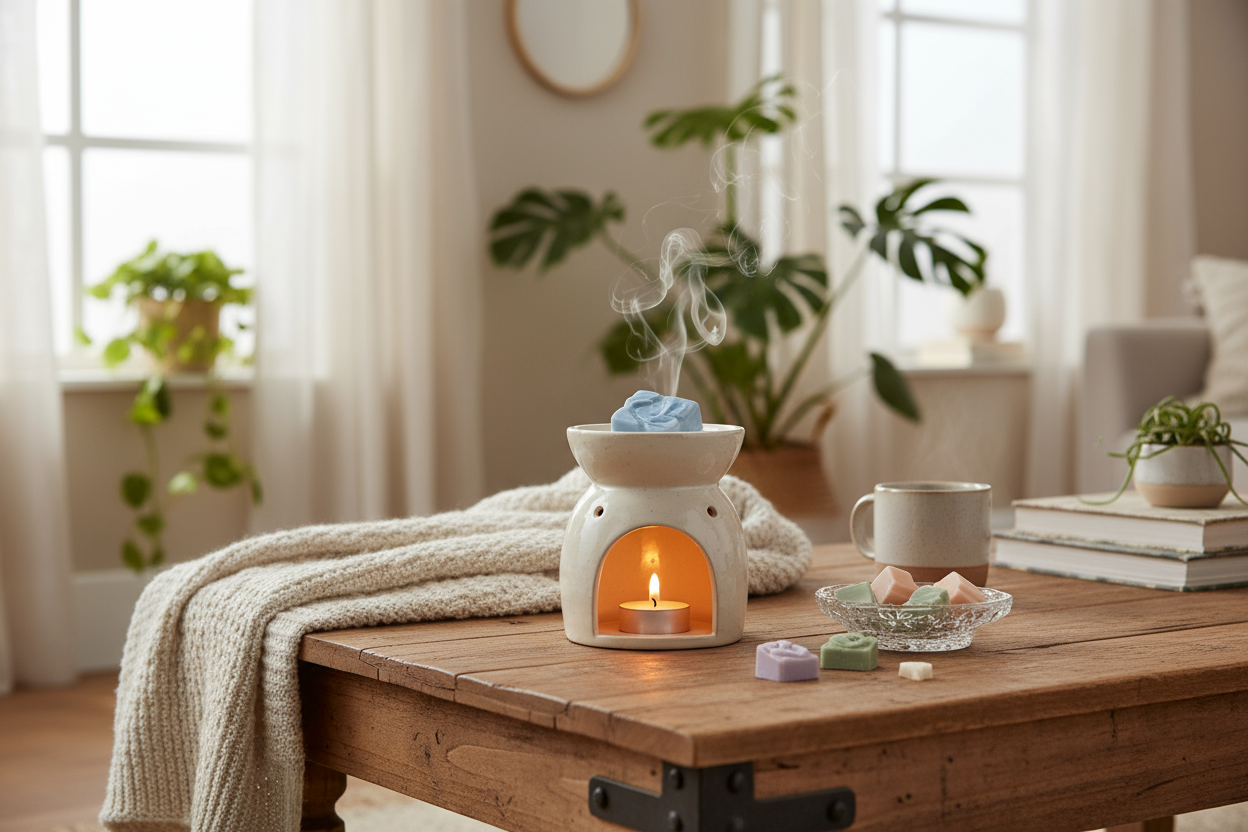 Gemütliche Wohnzimmer-Szene mit Wax Melts