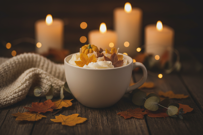 Herbstbecher Kürbis Blätter Lifestyle