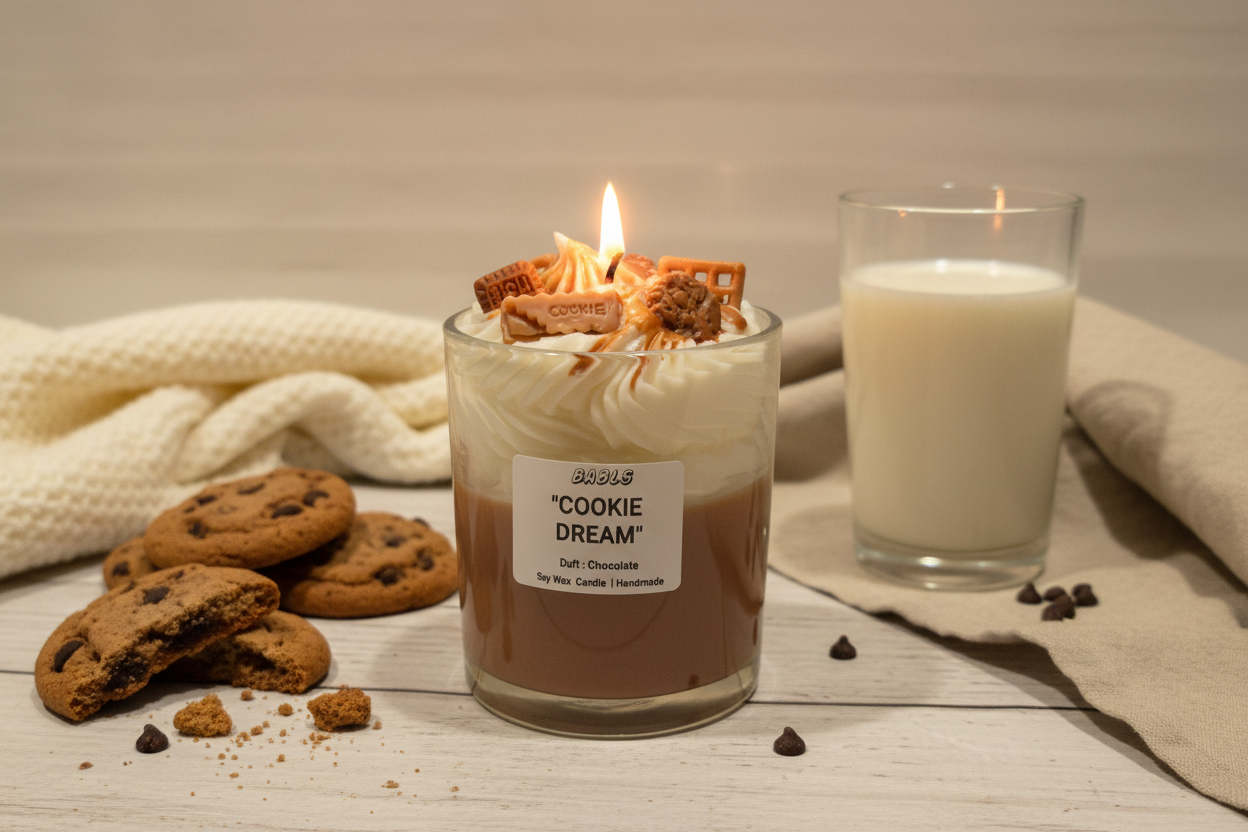 Lifestyle Produktbild brennende Cookie Dream Kerze