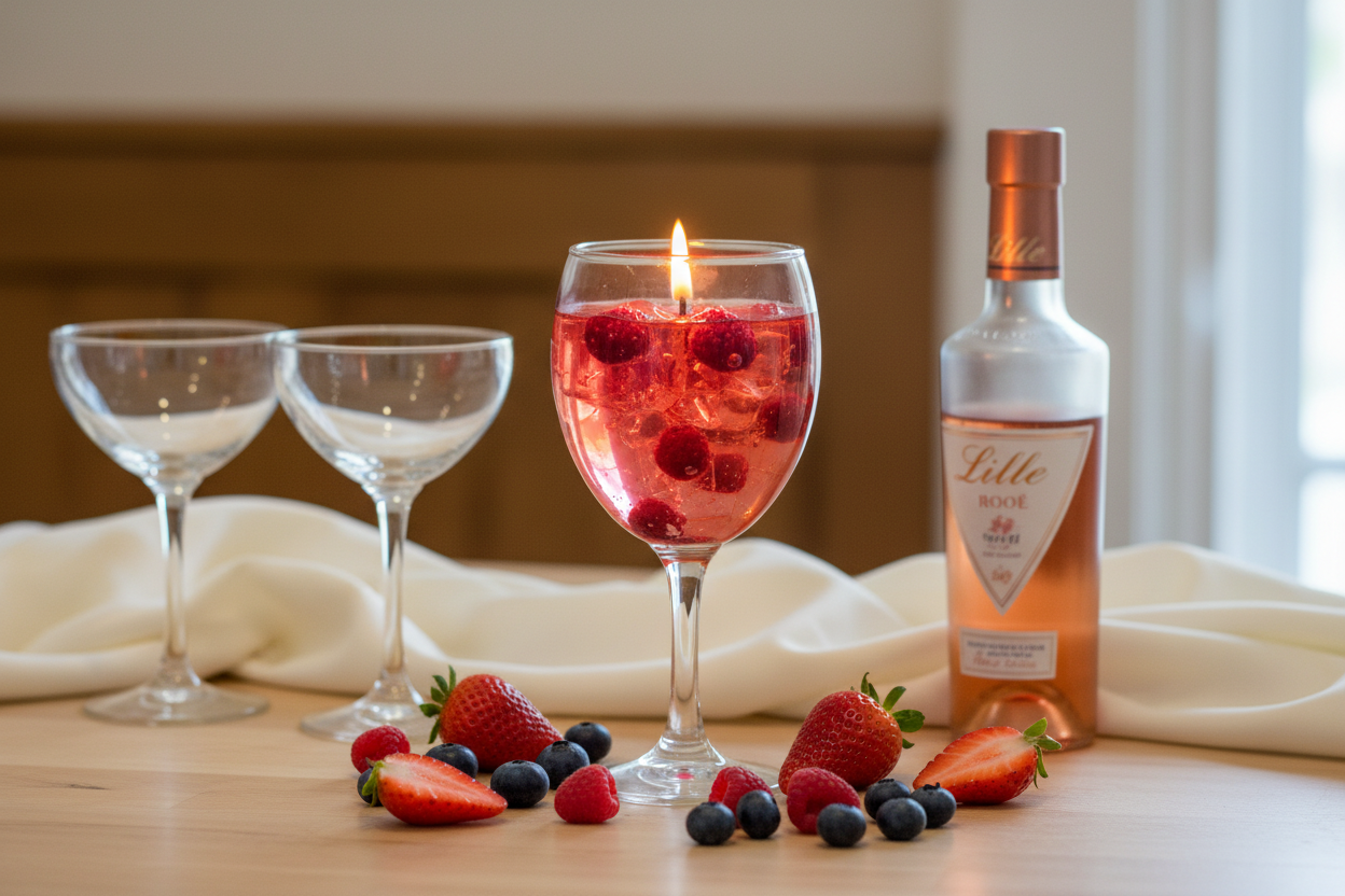 Lifestyle Produktbild brennende Wildberry Lillet Kerze
