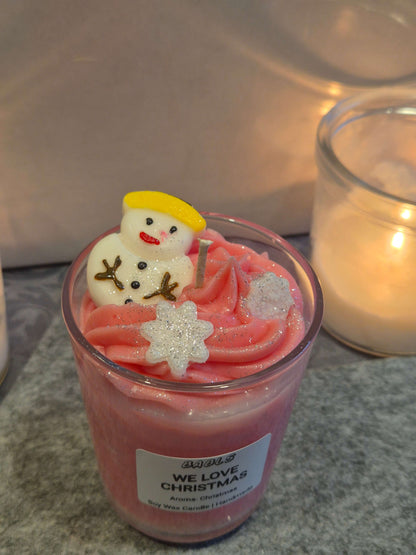 We love Christmas Kerze von oben - Natürliches Sojawachs mit Weihnachtsduft
