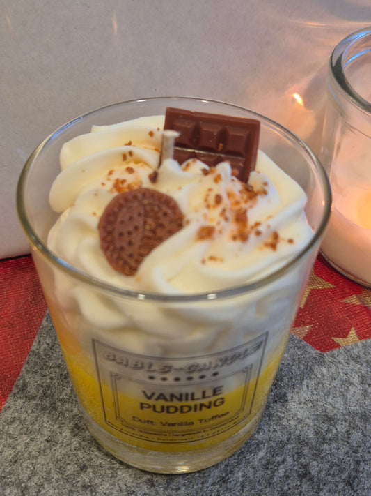 Sojawachs Kerze Vanilla Pudding von oben - vegane Duftkerze mit natürlichem Vanillearoma
