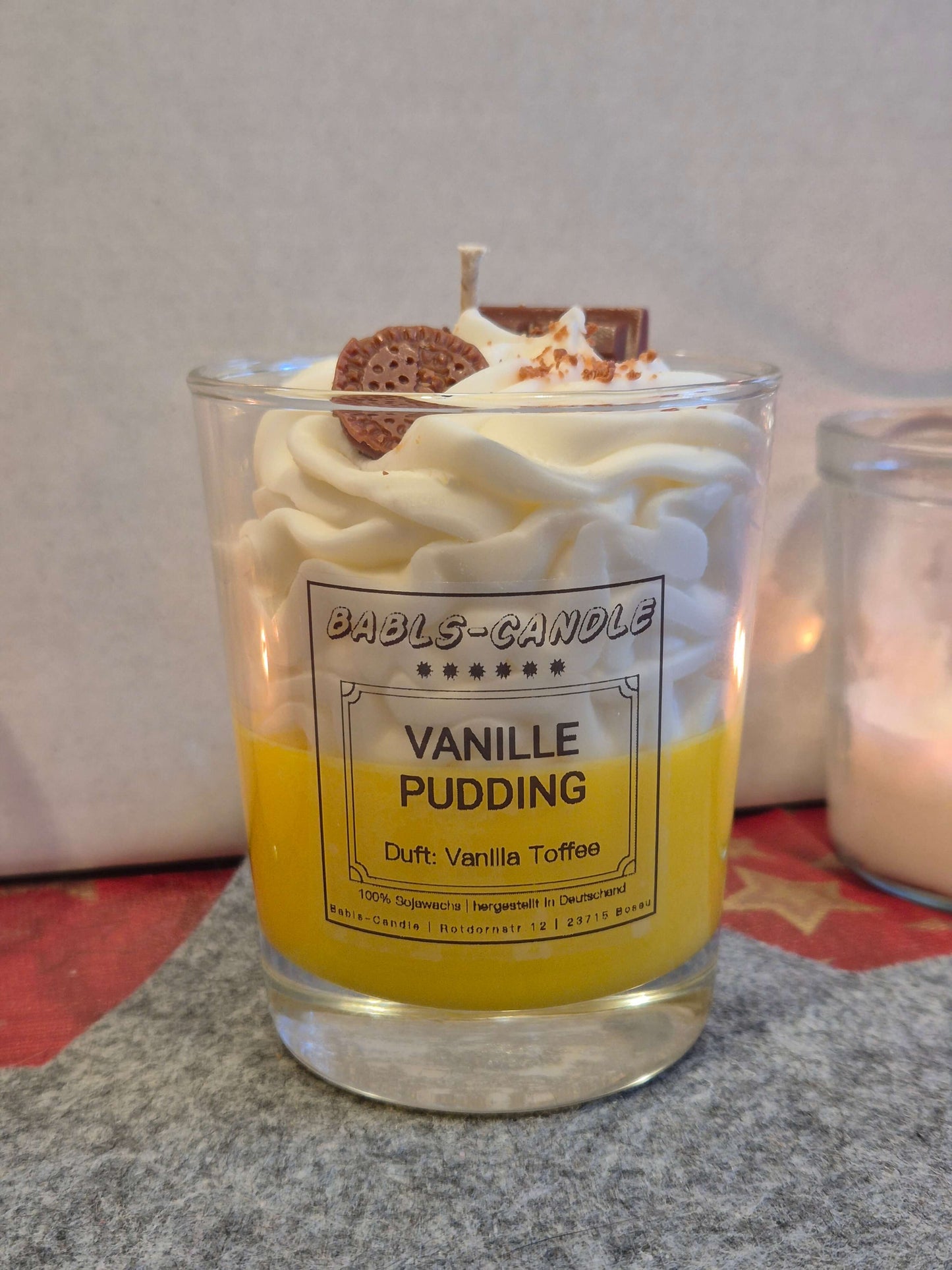 Vanilla Pudding Duftkerze aus Sojawachs mit cremigem Vanilleduft - handgemacht in Deutschland
