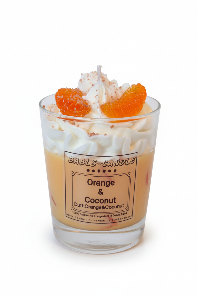 Orange Coconut – Duftkerze aus 100% Sojawachs