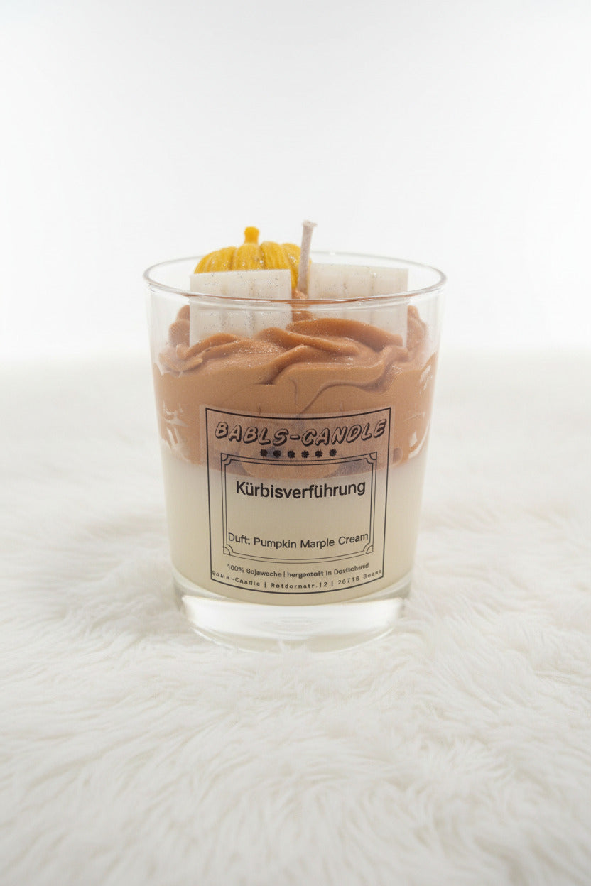Babls-Candle Kürbisverführung – Sojakerze im Glas mit Pumpkin Maple Cream Duft, Frontal